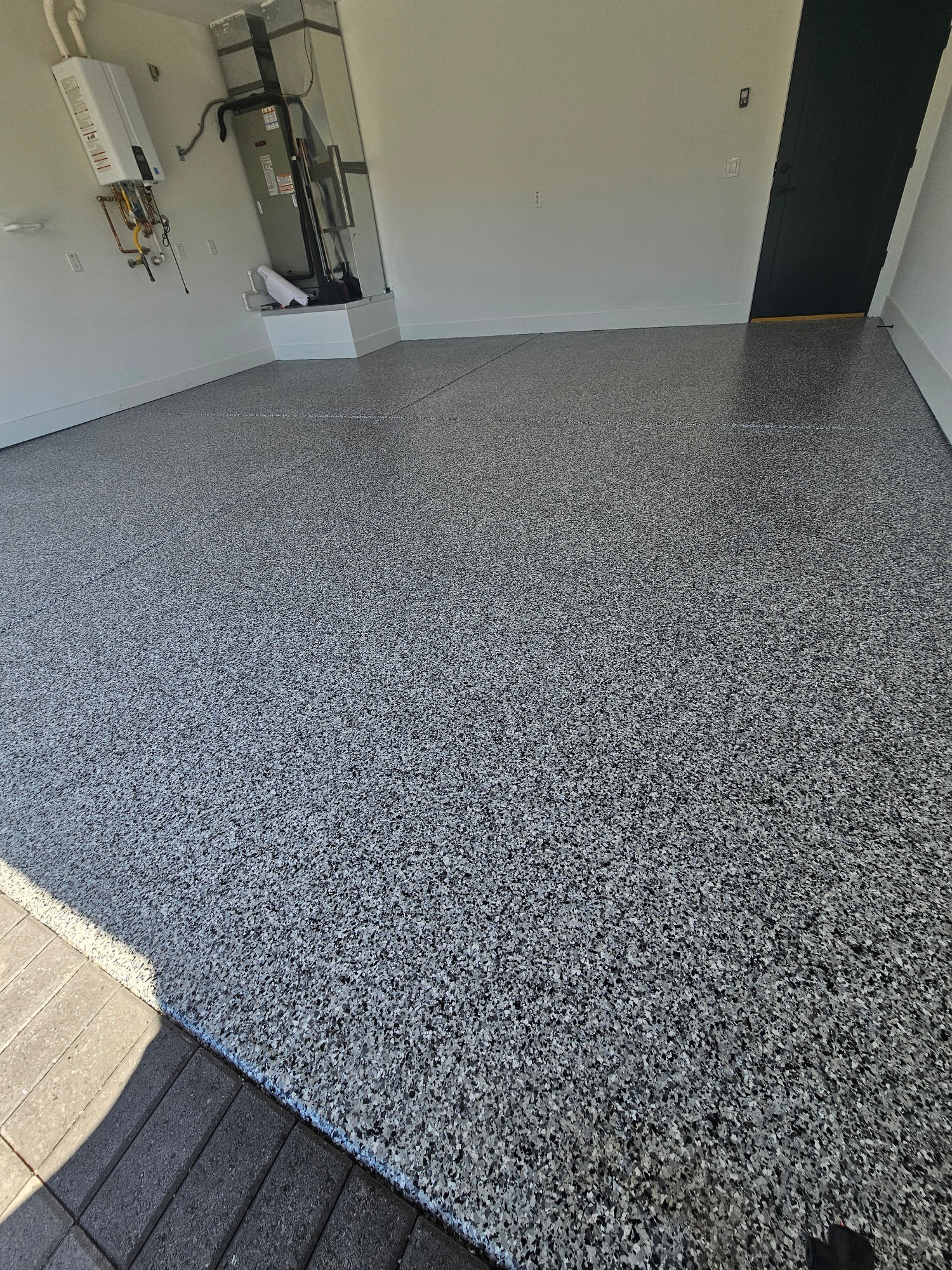 Grey black flake epoxy garage floor Phoenix