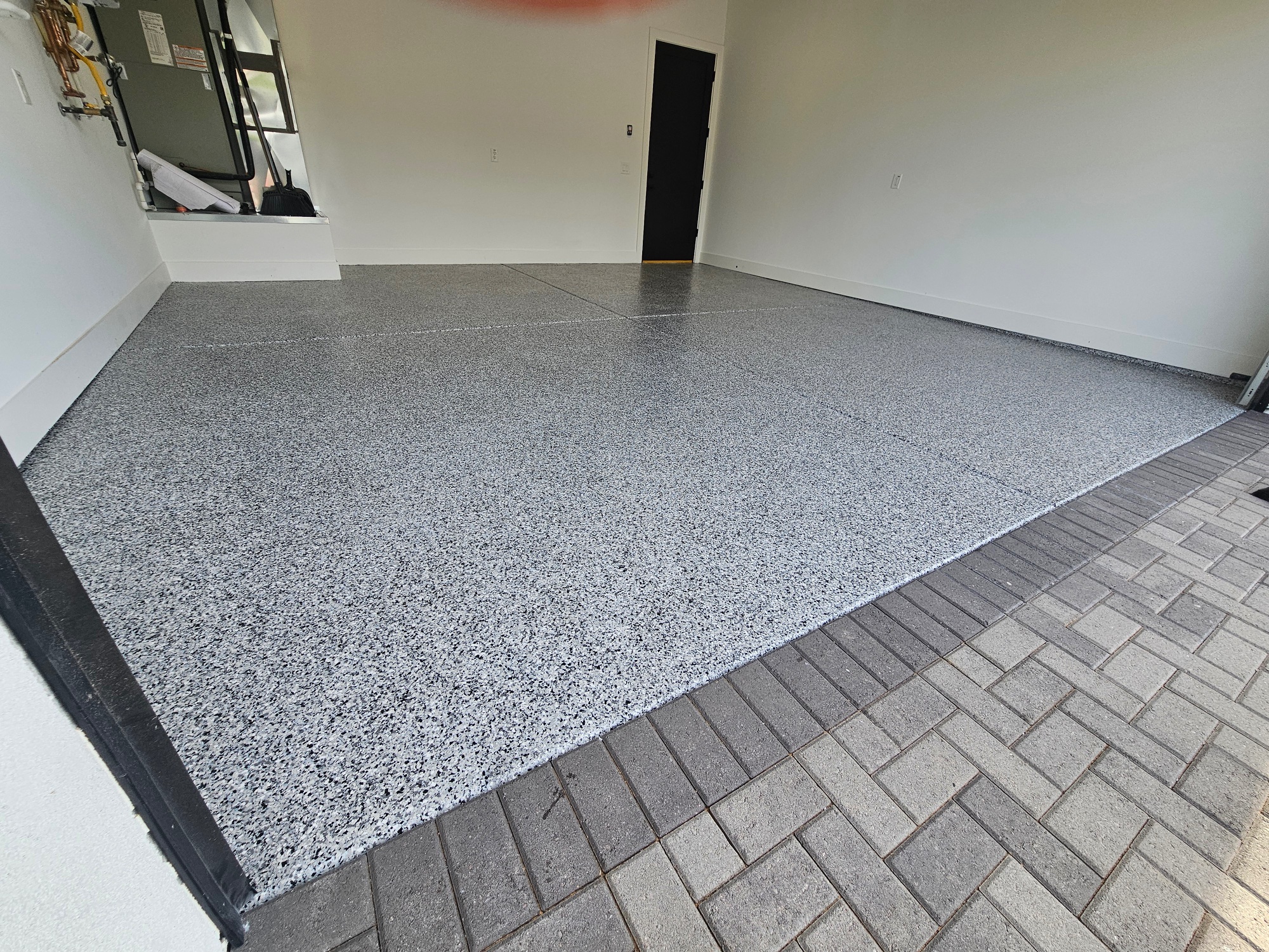 Grey white flake epoxy garage floor Phoenix AZ