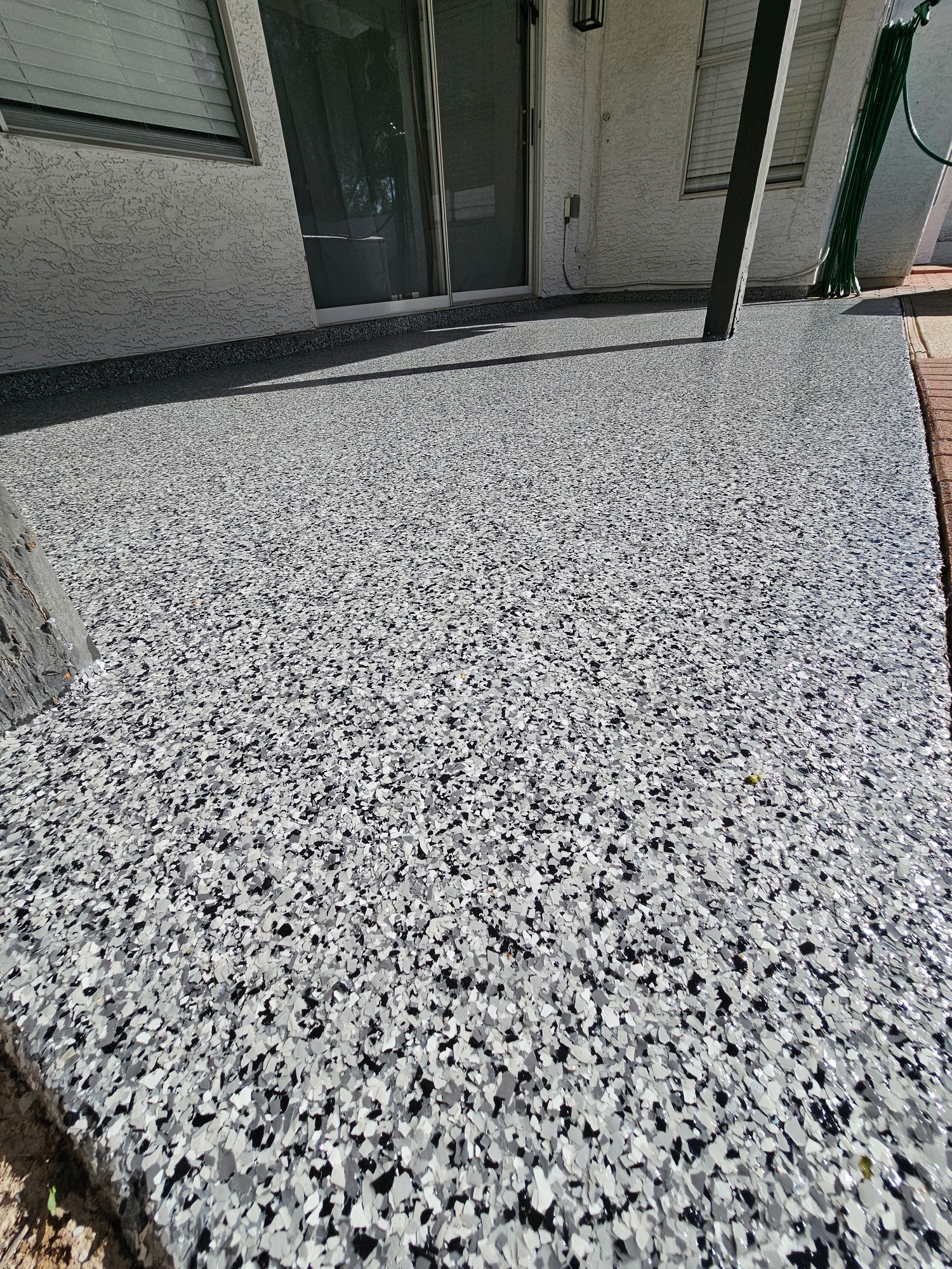 Epoxy flake outdoor patio grey white black Phoenix