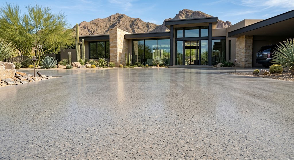 Grind and seal polished concrete driveway Phoenix Arizona