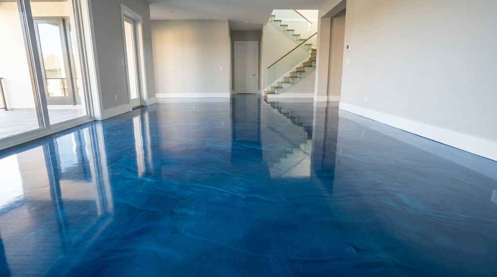 Residential epoxy floor coating inside modern home Phoenix Arizona